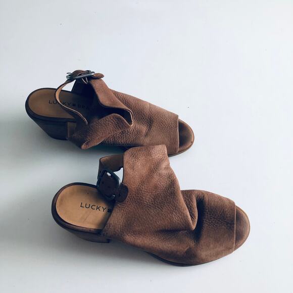 Lucky Brand 'Bray' Women's 6 Open Toe Bootie Tan Leather Boho - Picture 2 of 9